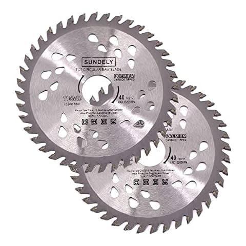 SUNDELY® Carbide Tipped TCT Circular Saw Blade Angle Grinder Disc 115 mm X 22.2 mm X 24T or 40T (4.5" X 0.87") for Wood Laminate Plywood Tree PVC Plastic Trimmer Cutter (2 Pieces, 40T) Cover