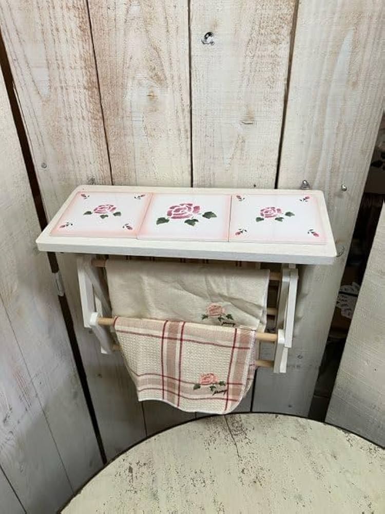 マニーローズのタイルでリメイク　クロスバーシェルフ白　ふきんかけ　ディスプレイ棚 Amazon｜クロスバーシェルホワイトふきんかけS ディスプレイ棚