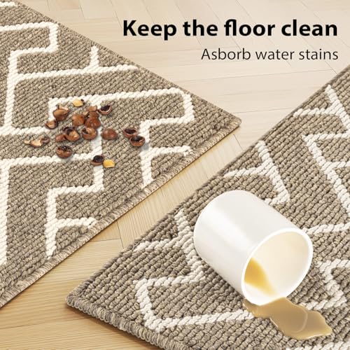 image for hicorfe Kitchen Rugs and Mats Sets,Non-Slip 2 Pieces Absorbent 100% Po