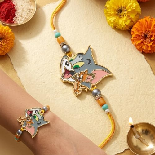 Image of Storio Tom and Jerry Metal Pendant Rakhi | Officially Licensed | Rakhi for Boys, Bhaiya, Bhai | Raksha Bandhan Gift