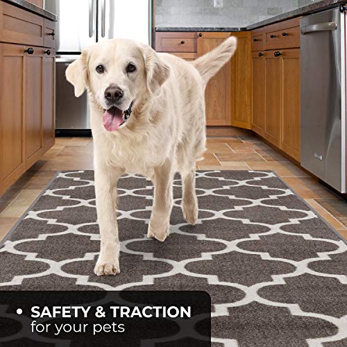 House, Home And More Skid-Resistant Carpet Runner – Moroccan Trellis Lattice – Misty Gray & Linen White – 12 Feet X 26 Inches #TOP5