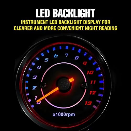 Image of MIKANIX Motorcycle Analog RPM Speedometer With LED Backlight Universal For All Bikes