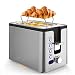2 Slice Toaster, Hosome Stainless Steel Bread Bagel Toaster Extra Wide Slots Toasters with Warming Rack, 6 Shade Settings, LED Display, Removable Crumb Tray, Bagel/Defrost/Reheat/Cancel Function, 800W