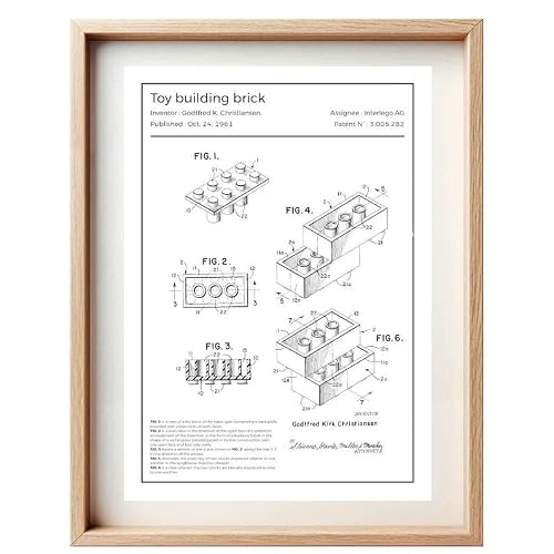 Affiche Brevet Brique LEGO – Poster Vintage | Noir & Blanc ou Colorisé, Art Mural Geek, Déco Enfant, Cadeau Fan LEGO
