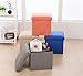 NISUNS OT01 Linen Folding Storage Ottoman Cube Footrest Seat, 12 X 12 X 12 Inches (Linen Gray)