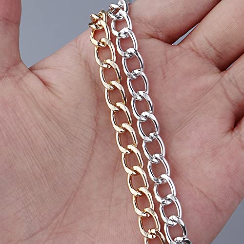 2 Rolls Aluminium Curb Chains Link Gold Silver Unwelded Twist Links Cross Cable Chain With Spool For Jewelry Necklace Bracelet Making, Total 32.8Ft #TOP2