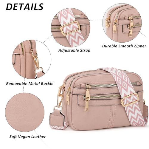 Image of TANTOMI Crossbody Bags for Women, 6-Pockets Cross Body Purse, Vegan Leather Handbags Shoulder Bag for Travel, Gifts for Women