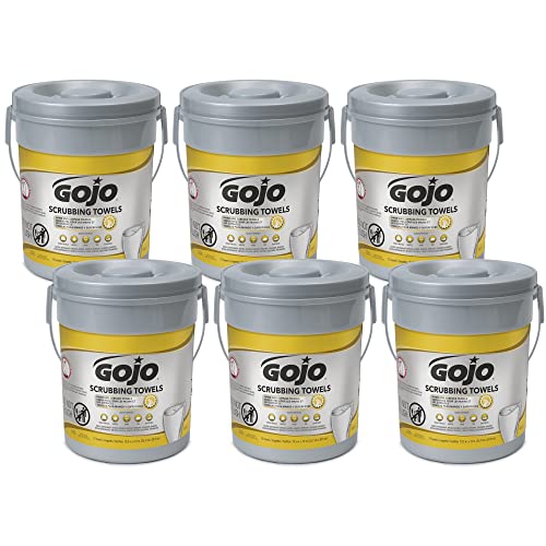 GOJO Hand and Surface Scrubbing Towels Fresh Citrus Scent 72 Count Canister (Pack of 6) - 6396-06