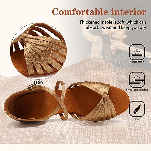 Women's Latin Dance Shoes Open Toe Ballroom Professional Salsa Dance Practice Shoes 2inch Heel2