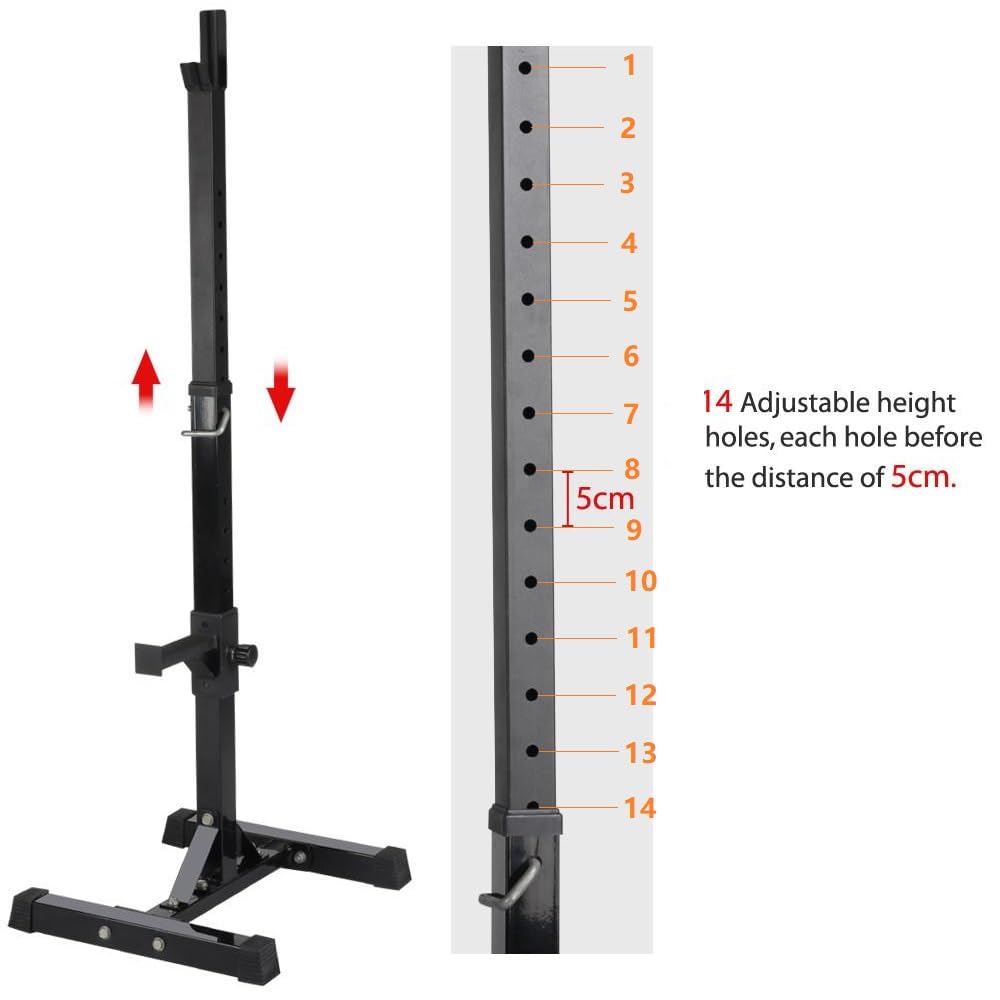 Abician Cages de Squat, Rack Squat Repose Haltère Réglable 14 Niveaux Repose Barre Musculation Supports Charge Max.250 kg Rack Musculation Noir