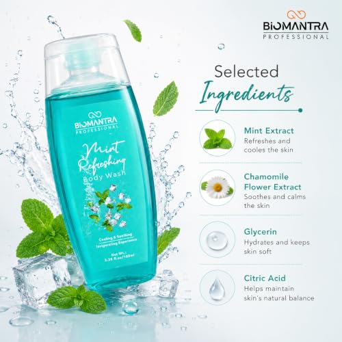 Image of Professional Mint Refreshing Body Wash | Cooling & Soothing Formula | Cleanses, Hydrates & Refreshes Skin | Mint Extract & Sweet Almond Oil | Daily Use Body Cleanser | 100ml