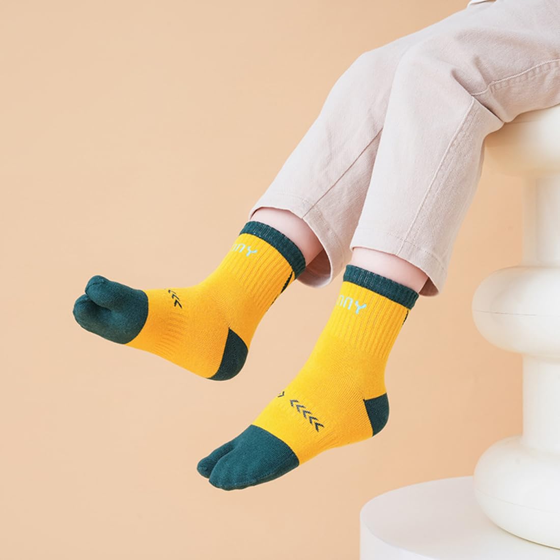 Lot de 5 paires de chaussettes Tabi à bout fendu en coton pour garçons et filles de 6 à 15 ans