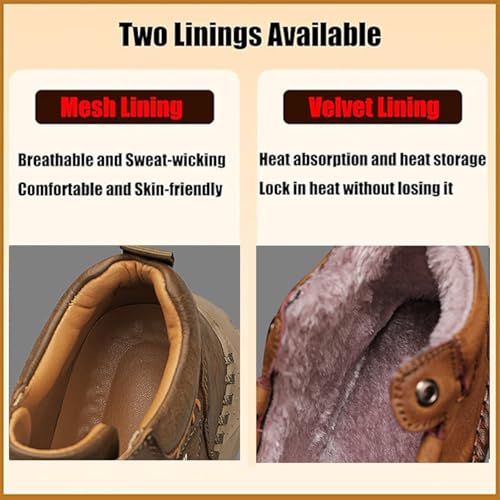 Men's Leather Platform Lace-Up Fashion Retro Hiking Boots Comfort Round Toe Handsewn Lightweight Non Slip Chukka Boots With Fur Lining For All Seasons2