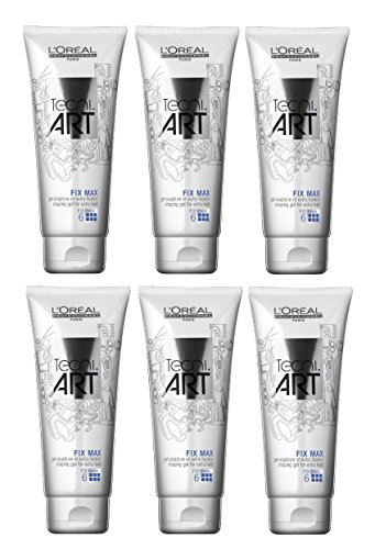 Fixation ultra forte sans résidus avec le gel L'Oréal Fix Max Tecni.ART en pack de 6 bouteilles