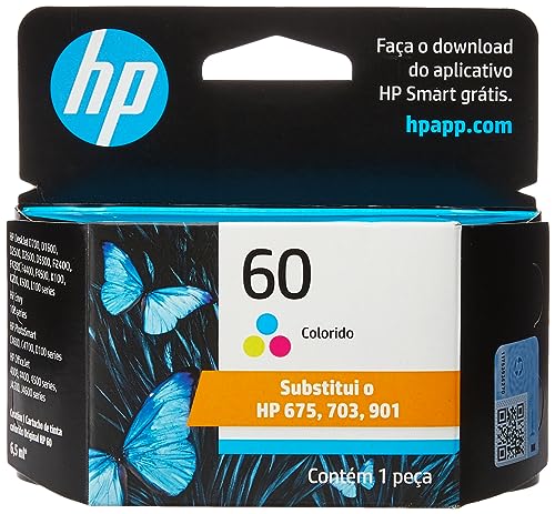 Cartucho HP 60 Colorido Original (CC643WB) Para Impressora HP Deskjet F4224, F4480, F4580, D1660, D110a, HP C4780, ENVY D410a
