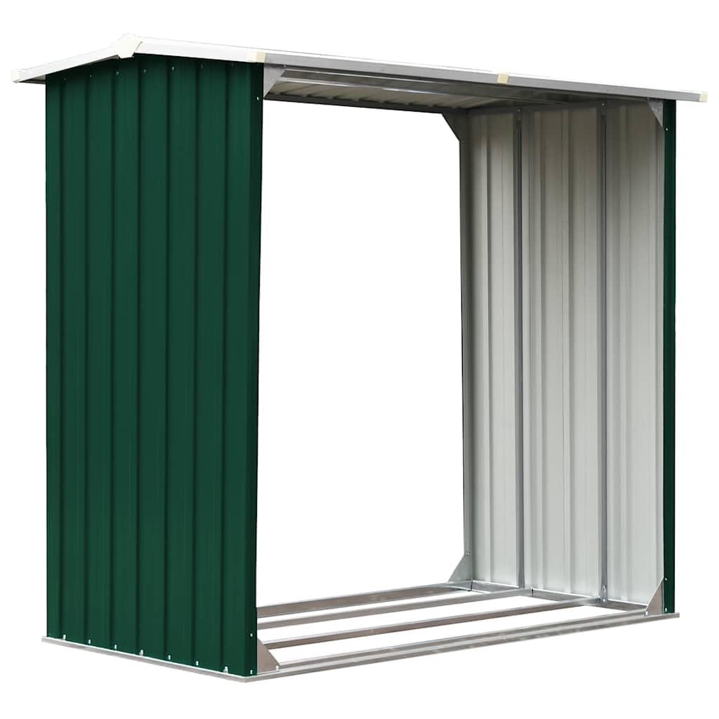 vidaXL Abri de Stockage de Bois Abri de Chauffage de Bois Abri de Jardin Rangement Extérieur Durable Acier Galvanisé 172x91x154 cm Vert