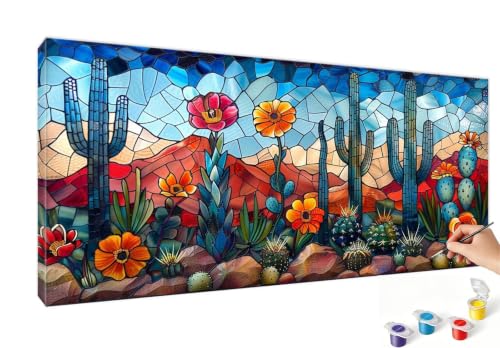 Peinture numéro fleur et cactus pour créer une décoration maison moderne
