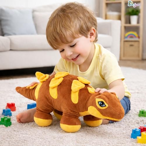 Image of Dinosaur Soft Toy (53CM) Cartoon Orange Plush Stuffed Animal| Baby Plush Toy Stuff Toy| Cute Cuddly Dino Teddy for Kids and Babies | Huggable Soft Toy Birthday Gift for Boys and Girls Kids