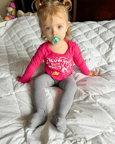 Image of Stelle Toddler Girls Tights Baby Cable Knit Stockings Thick Cotton Legging | Thick Cotton Legging, Winter Warm Pantyhose, Footed, Thermal, Ribbed, Sweater Panty Hose, Under Dress, 3 Pairs, 12-18 Months