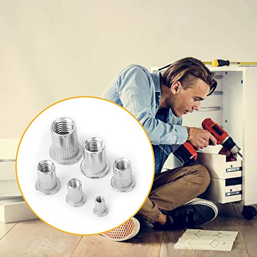 Vigrue B07QPP2371 205Pcs 304 Stainless Steel Rivet Nut Assort Set Flat Head Threaded Rivetnut Insert Nutserts Assortment Kit thumb #6