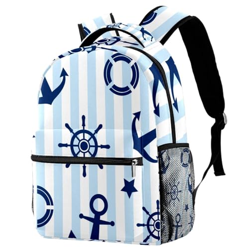 Sac à dos d'école motif ancre océan pour voyage et loisirs ado