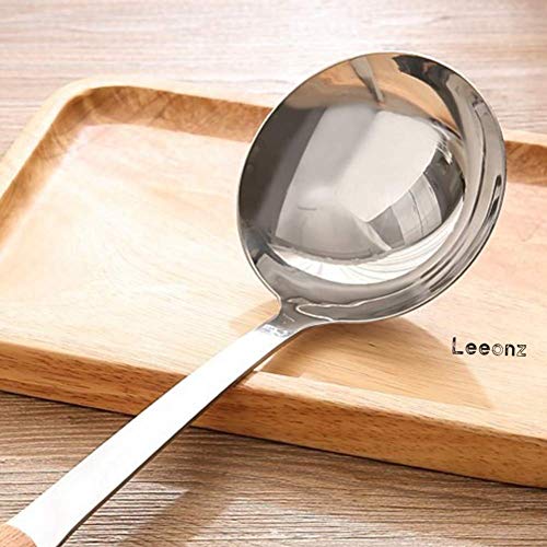 Image of 1Pcs Of Stainless Steel Soup Ladle With Wooden Grip, Large Kitchen Utensil Spoon, Punch Bowl And Soup Pan Ladle, 33.5 Centimeters