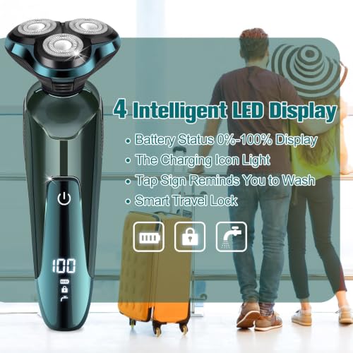 Image of Electric Razor for Men, 3-in-1 Shaver with Floating Blades for Nose Hair &Sideburns,Replacement Blades, Pop-up Trimmer, IPX7 Waterproof, Travel Lock, Wet & Dry Use, Face Shaving Grooming Travel Kit