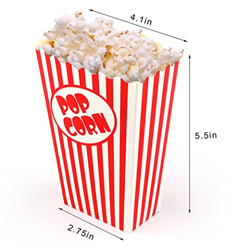 Image of 50 Pcs Popcorn Boxes for Party 5.5 Inches Tall Red & White Striped Popcorn Bags Mini Popcorn Buckets & Popcorn Bowl for Movie Theater, Home, Carnival Decorations (50)