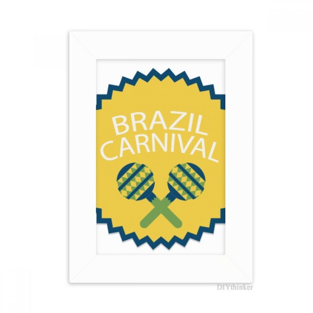 Cadre photo de bureau Carnaval du Brésil 10x15cm en bois blanc pour souvenir festif