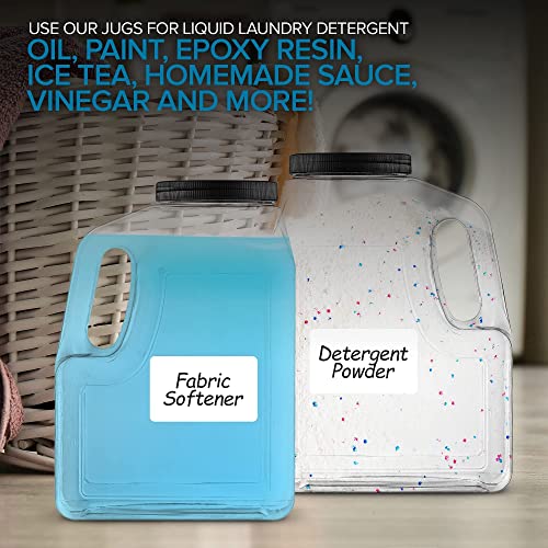 Stock Your Home Wide Mouth Gallon Jugs (2 Pack) - 128 Ounce Rectangular Oblong Gallon Container - Clear Plastic Jugs With Handle For Home, Commercial Or Restaurant Use #TOP5