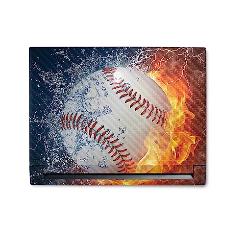 Image of MightySkins Carbon Fiber Skin Compatible With Alienware M18 R1 (2023) Full Wrap Kit - Baseball Fire | Protective, Durable Textured Carbon Fiber Finish | Easy To Apply & Change Styles | Made in the USA