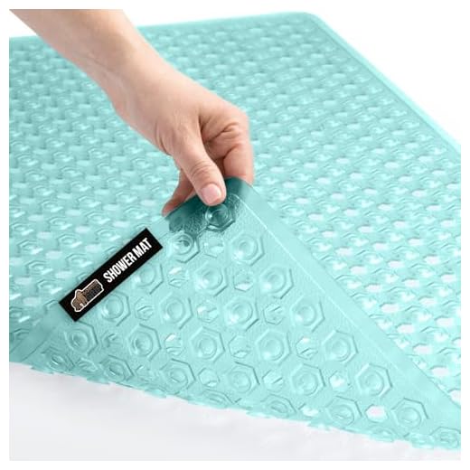 GORILLA GRIP Original Patented Bath, Shower, Tub Mat, 35x16, Machine Washable, Antibacterial, BPA, Latex, Phthalate Free, Bathtub Mats with Drain Holes and Suction Cups, XL Size Bathroom Mats, Green