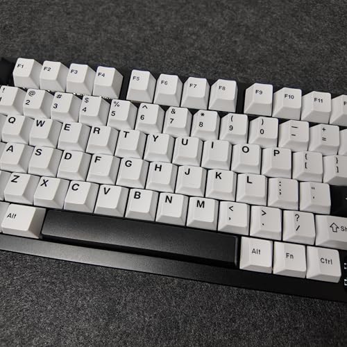 Image of White Minimalist Keycaps, 163 Keys Cherry Profile, Double Shot Keycaps Set, Custom Key caps for MX Switches Mechanical Keyboard