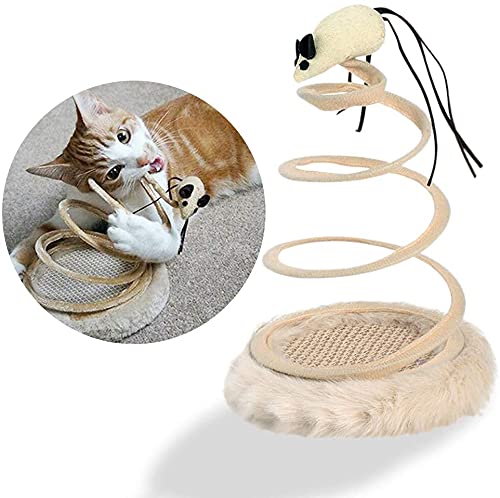 Pet Guard Interactive Cat Toy, Cat Plush Toy with Spiral Spring Plate and Funny Ball or Mouse Interactive Stainless Steel Spring Rotating Cat Creative Toy to Kill time and Keep Fit (B09NYJMX2M) Amazon Price History, Amazon Price Tracker