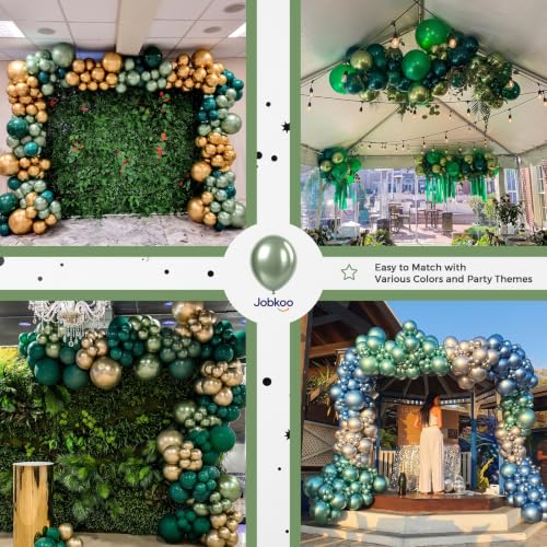 Image of Jobkoo Metallic Green Balloons, 12 Inch Chrome Dark Green Latex Balloon