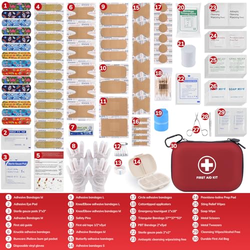 Mini Erste Hilfe Set, 144PCS Hartschalen Medizin Set für Zuhause, Auto, Reisen, Camping, LKW, Wandern, Sport, Büro, Flucht in die Wildnis, Outdoor-Abenteuer