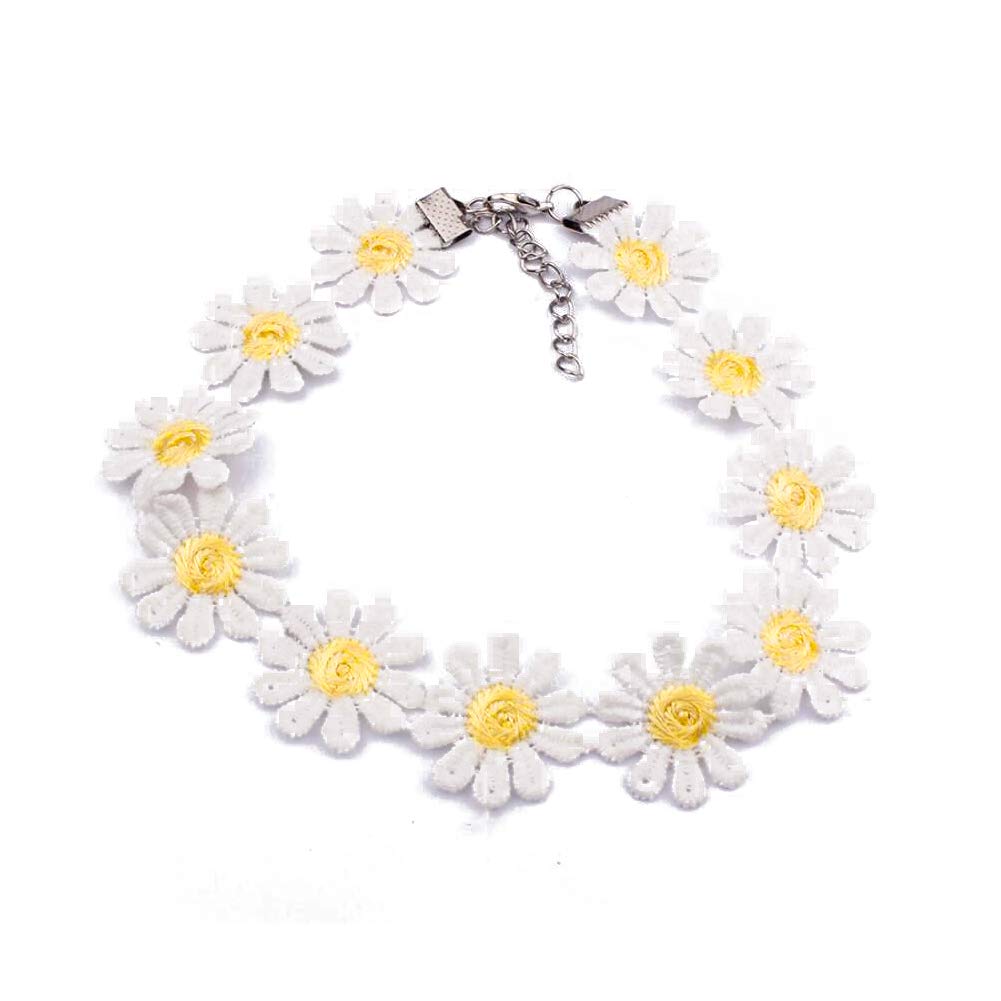 JOYIDSweet Sunflower Pearl Leaf Pendant Necklace Resin Daisy Flower Clavicular Chain Fashion Jewelry for Women