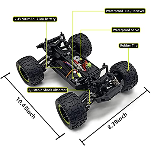 Racent Rc Car, 1:16 Scale All Terrain Fast Car, 30Mph 4X4 Off Road Rc Truck, 2.4Ghz High Speed Rc Vehicle With 2 Rechargeable Batteries For 40+ Mins Play, Gift For Kids And Adults, Green (785-5) #TOP3