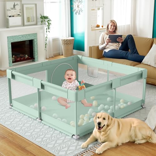 Image of Fodoss Playpen for Babies and Toddlers, Green Playpen for Apartment, Kids Play Pen, Extra Large Baby Play Pen, Big Playard for Infants