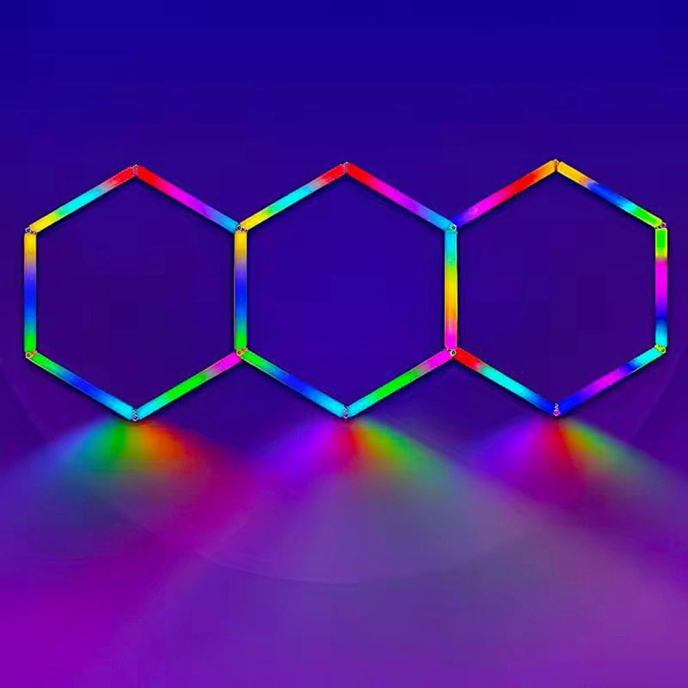 Plafonnier de garage hexagonal LED RVB avec 380 modes pour atelier