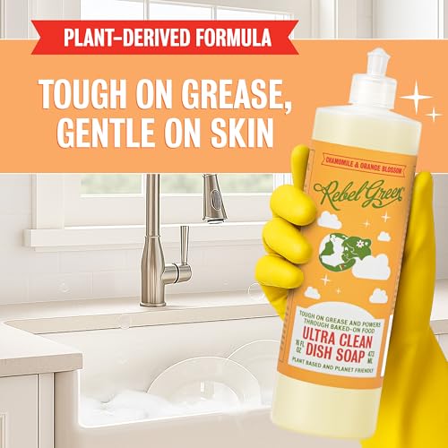 Image of Rebel Green Super Deluxe Dish Soap - Plant-Based Sustainable Dishwashing Soap - Orange & Chamomile Scent - 16 fl oz - 2 Pack