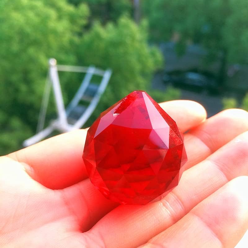 Spare Part 30pcs/lot K9 Crystal Red Chandelier Many Faceted Balls/Crystal Candle Light Pendants, Christmas Tree Hanging Decoration