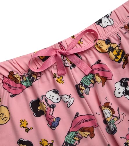 Image of COCO BRANDS Peanuts Snoopy Womens Pajama Set - 2 Piece Short Sleeve Button Down Sleep Shirt and Pajama Shorts