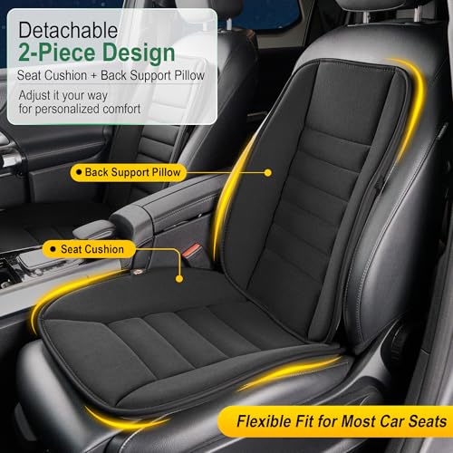 Image of kingphenix 5-Piece Car Seat Cushion Set with Back Support | Full Back Support Pillow and Seat Cushion for Long Driving, Road Trips, Truck, Van, SUV, Black
