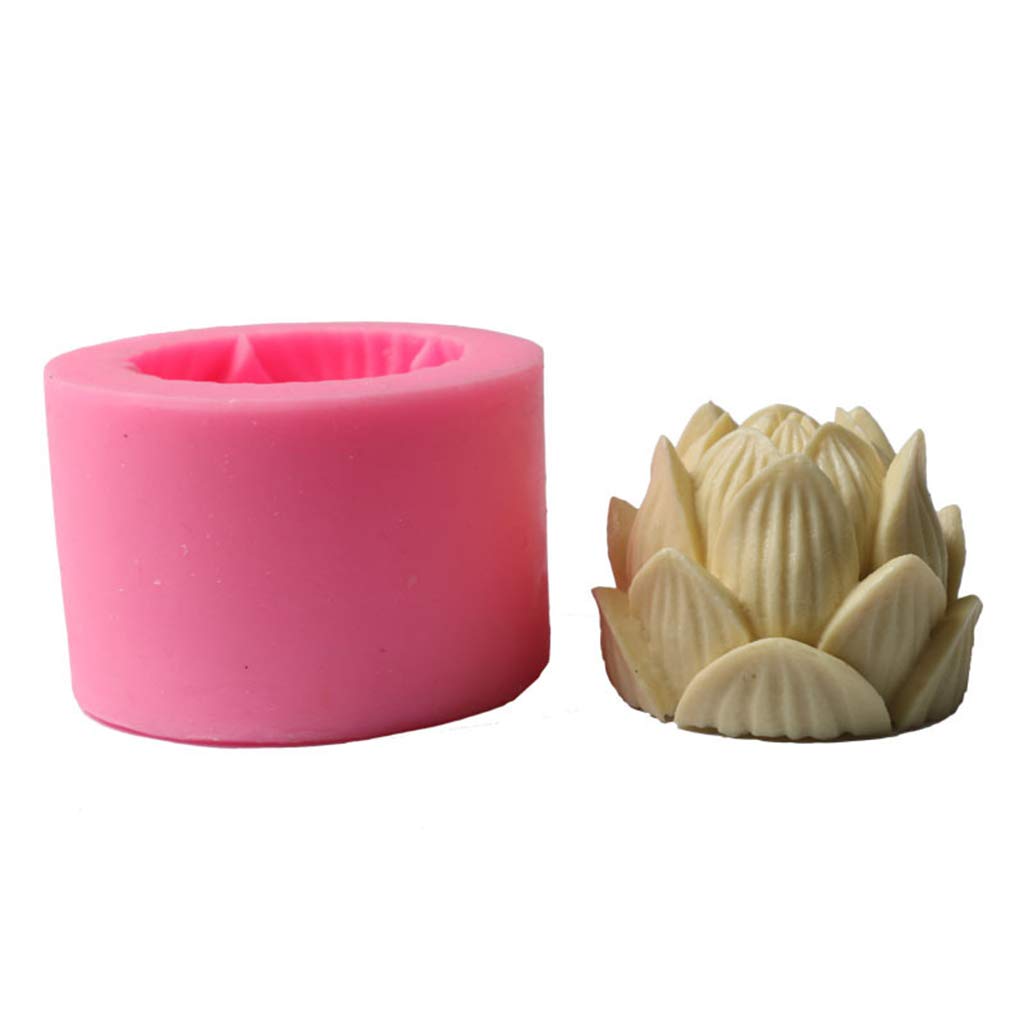 Stampo Per Candele A Fiore Di Loto - Silicone 3D, 9.9x9.9cm - Foto 3