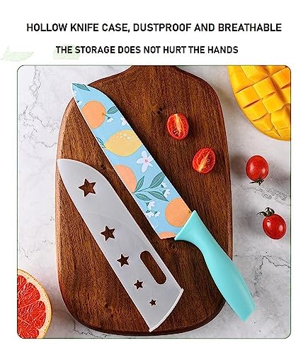 Image of YANCI Chef's Knife, High Carbon Stainless Steel Multicolored Kitchen Knife Nonstick Color Printed with Blade Guard, 6.8 Inch (Forest Green)