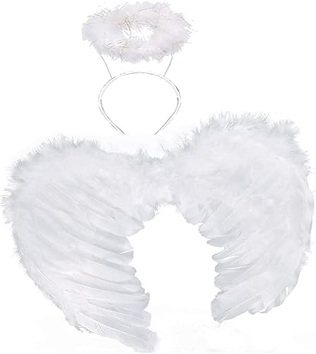 Alas de ángel y aureola de ángel blancas para niños y adultos Halloween Navidad