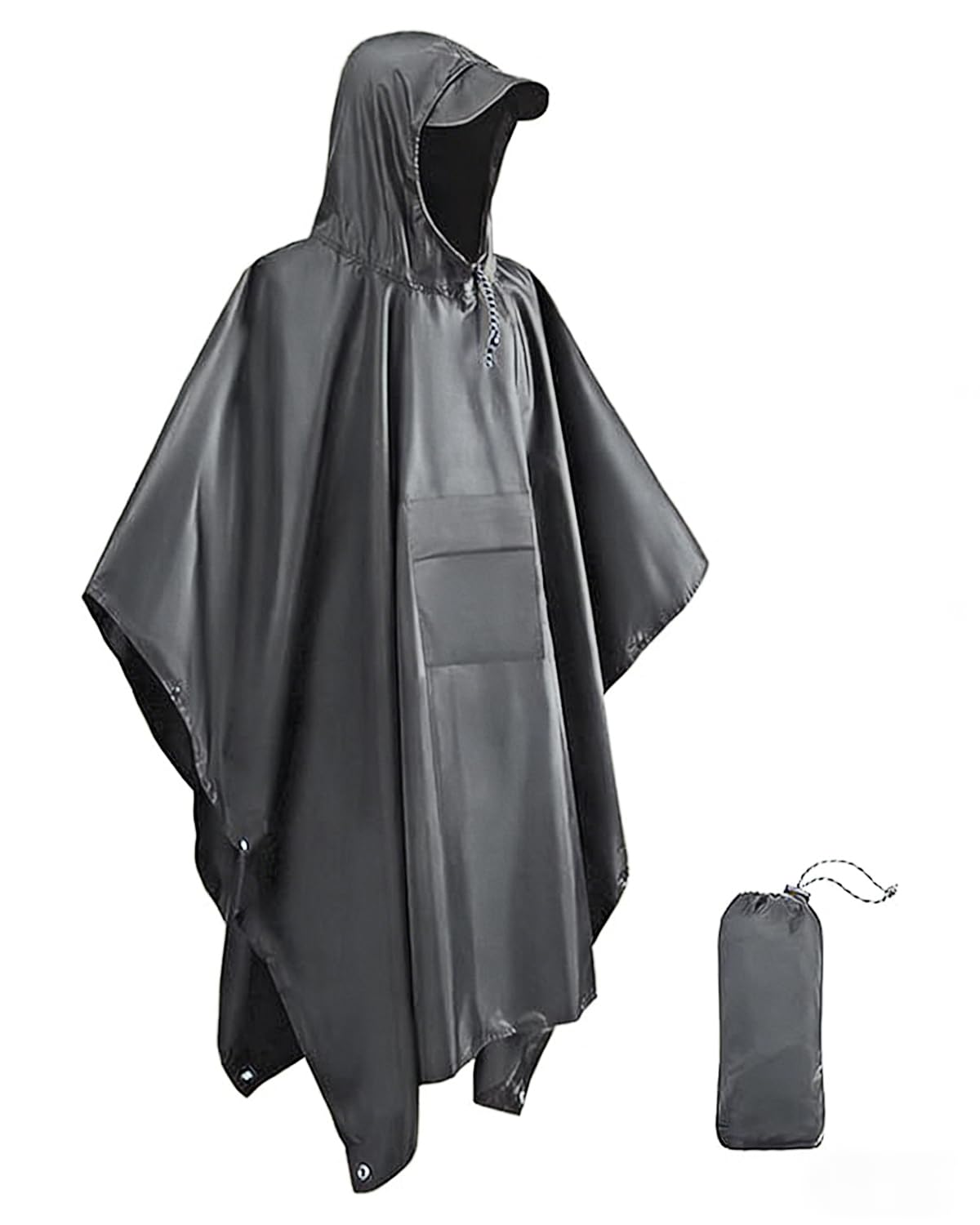 Victoper Waterproof Poncho Adult, Lightweight Reusable Raincoat for Outdoor Hiking Camping Cycling Traveling with Emergency Grommet Corners Grey