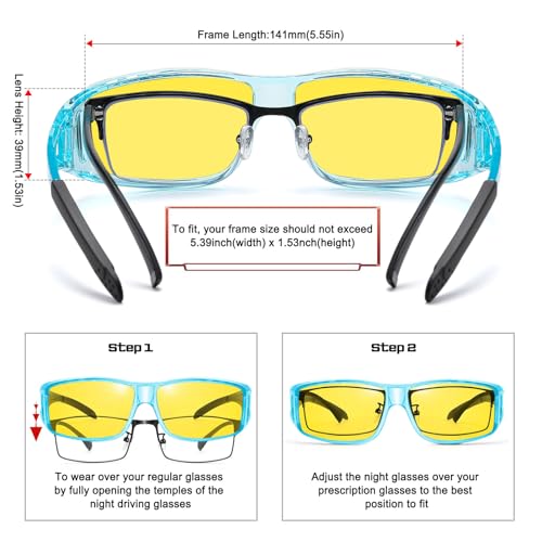 Image of HAOLOTA Night Vision Driving Over Glasses, Polarized Nighttime Glasses Men Women Anti Glare Yellow Tinted Lens