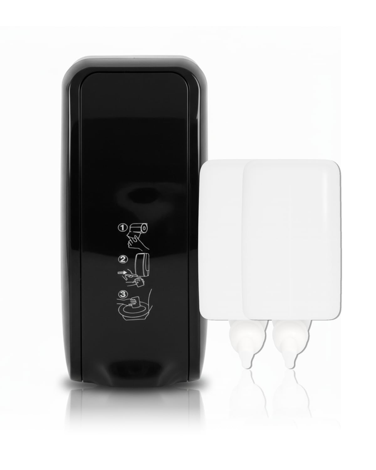 Set Cosmos WC-Sitzreiniger + 2x1 L Schwarz | Manueller Cosmos WC-Sitzreiniger für Wandmontage mit 2x1 L Reinigungsschaum für bis zu 5.000 Anwendungen